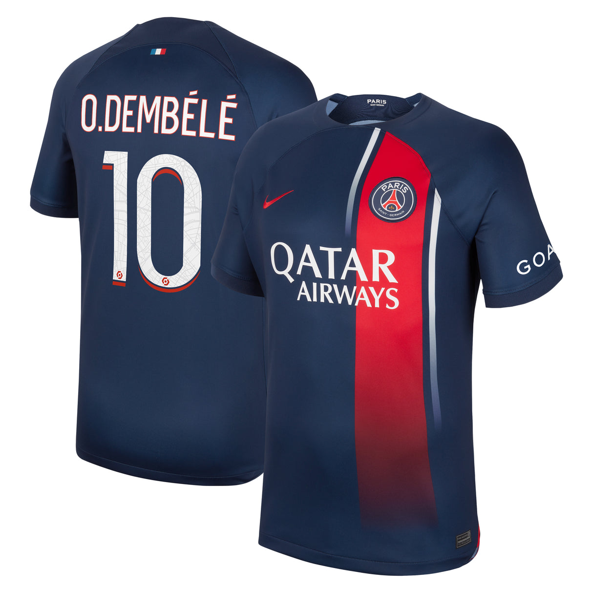 Paris Saint-Germain Nike Home Stadium Shirt 2023-24 With O.Dembélé 10 Printing - Kit Captain