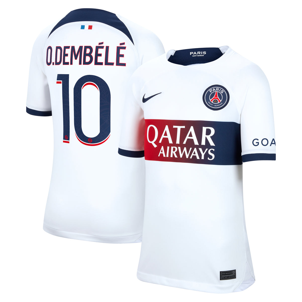 Paris Saint-Germain Nike Away Stadium Shirt 2023-24 - Kids With O.Dembélé 10 Printing - Kit Captain