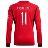 Manchester United Cup Home Shirt 2023-24 - Long Sleeve with Højlund 11 printing - Kit Captain