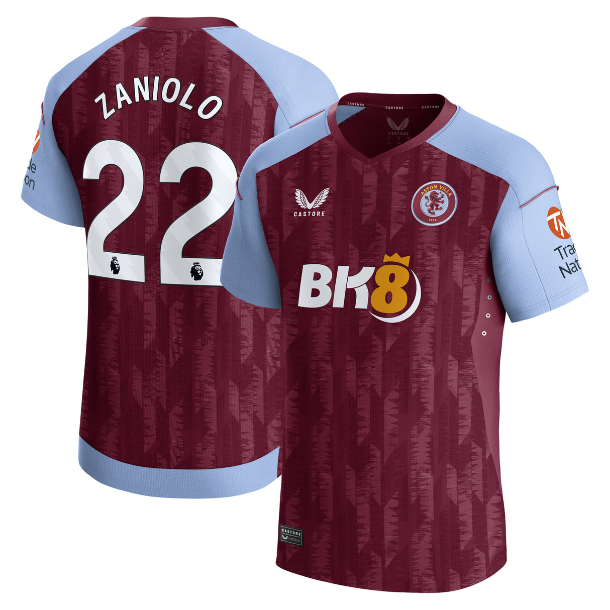 Aston Villa Castore Home Pro Shirt 2023-24 with Zaniolo 22 printing - Kit Captain