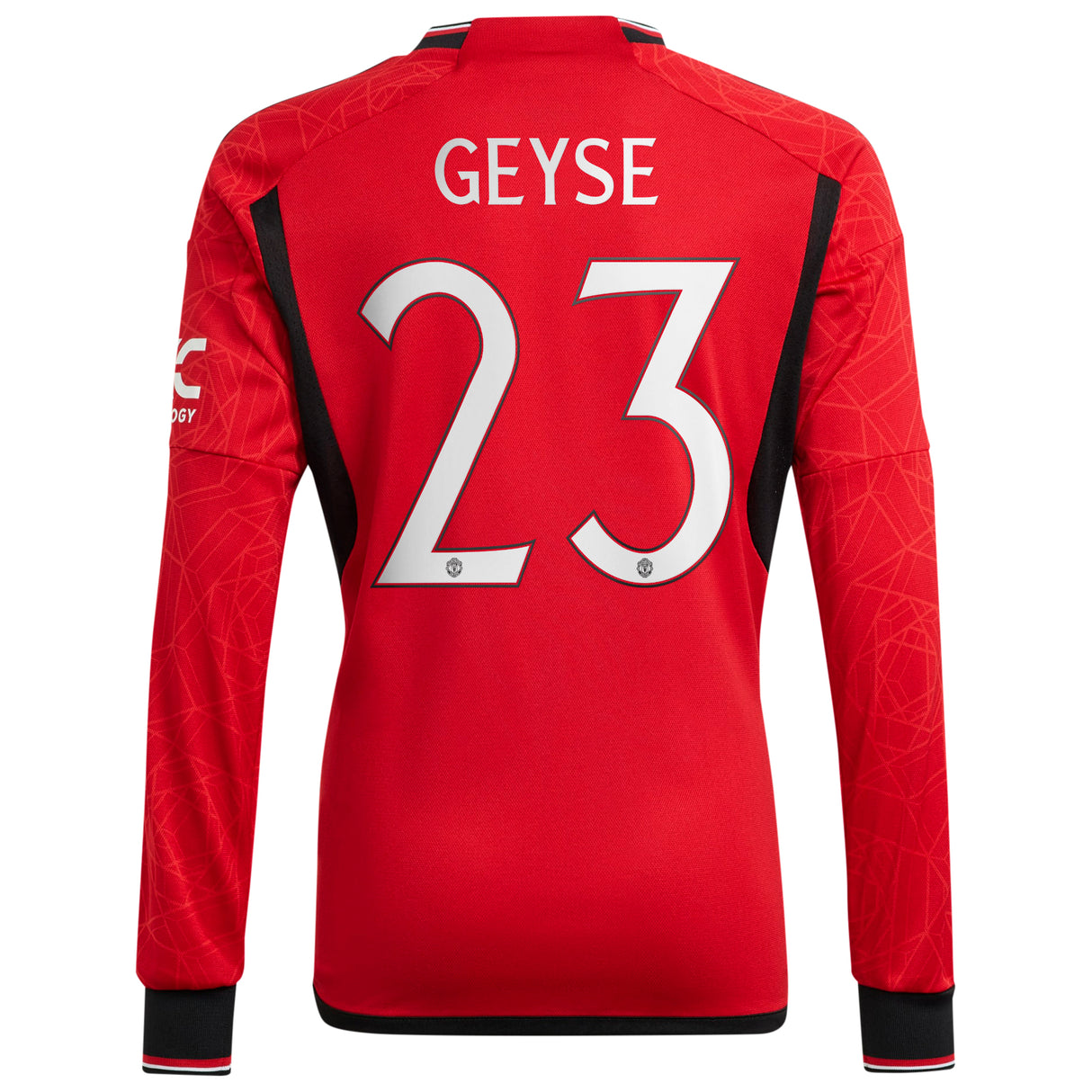 Manchester United Cup adidas Home Shirt 2023-24 - Long Sleeve - With Geyse 23 Printing - Kit Captain