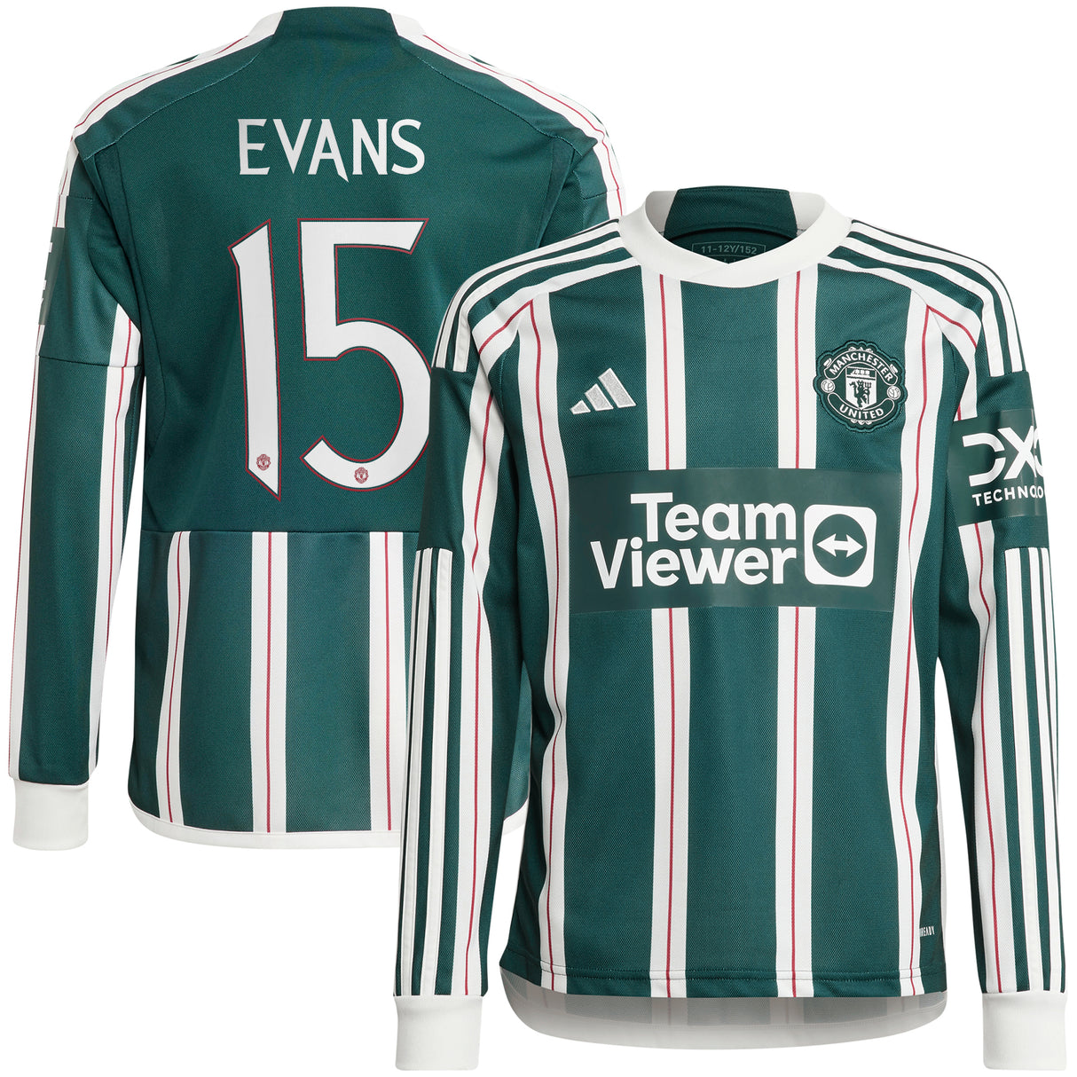 Manchester United Cup adidas Away Shirt 2023-24 - Kids - Long Sleeve - With Evans 15 Printing - Kit Captain