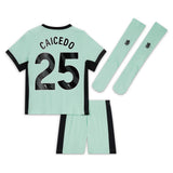 Chelsea Third Stadium Kit 2023-24 - Little Kids with Caicedo 25 printing - Kit Captain