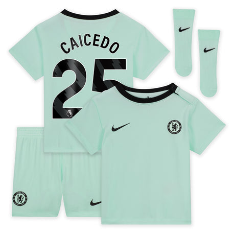 Chelsea Third Stadium Kit 2023-24 - Infants with Caicedo 25 printing - Kit Captain