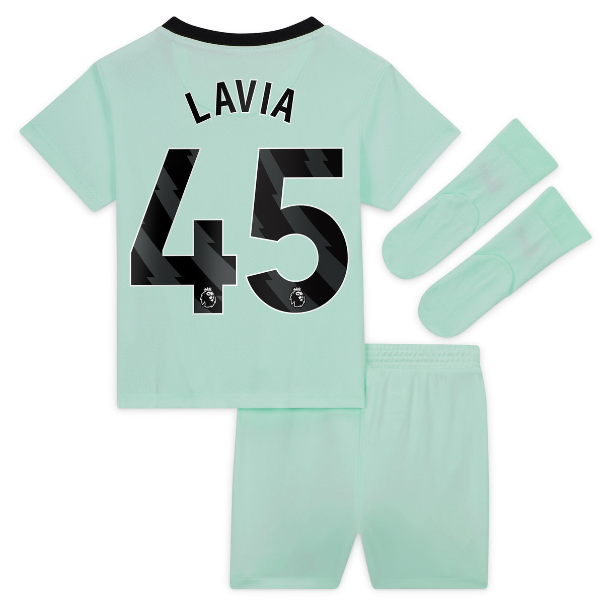 Chelsea Third Stadium Kit 2023-24 - Infants with Lavia 45 printing - Kit Captain