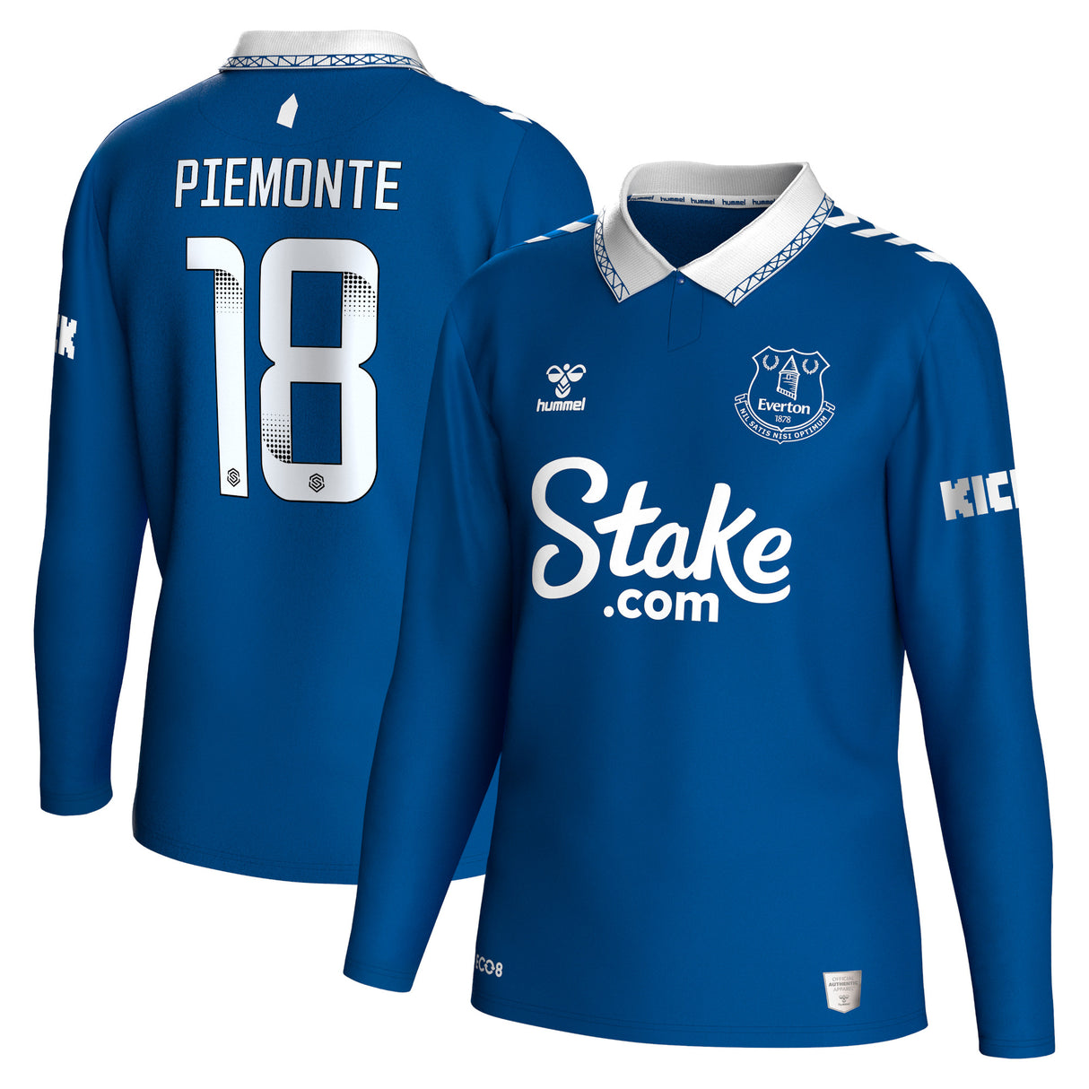 Everton WSL Hummel Home Shirt 2023-24 - Long Sleeve - With Piemonte 18 Printing - Kit Captain