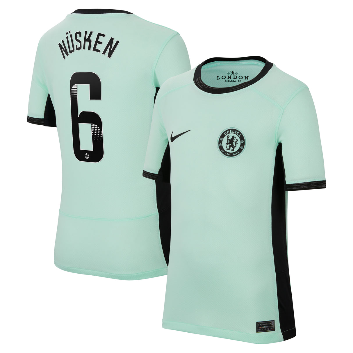 Chelsea WSL Third Stadium Shirt 2023-24 - Kids with Nüsken 6 printing - Kit Captain