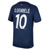 PSG Home Vapor Match Shirt 2023-24 with Champions League printing O.Dembélé 10 - Kit Captain