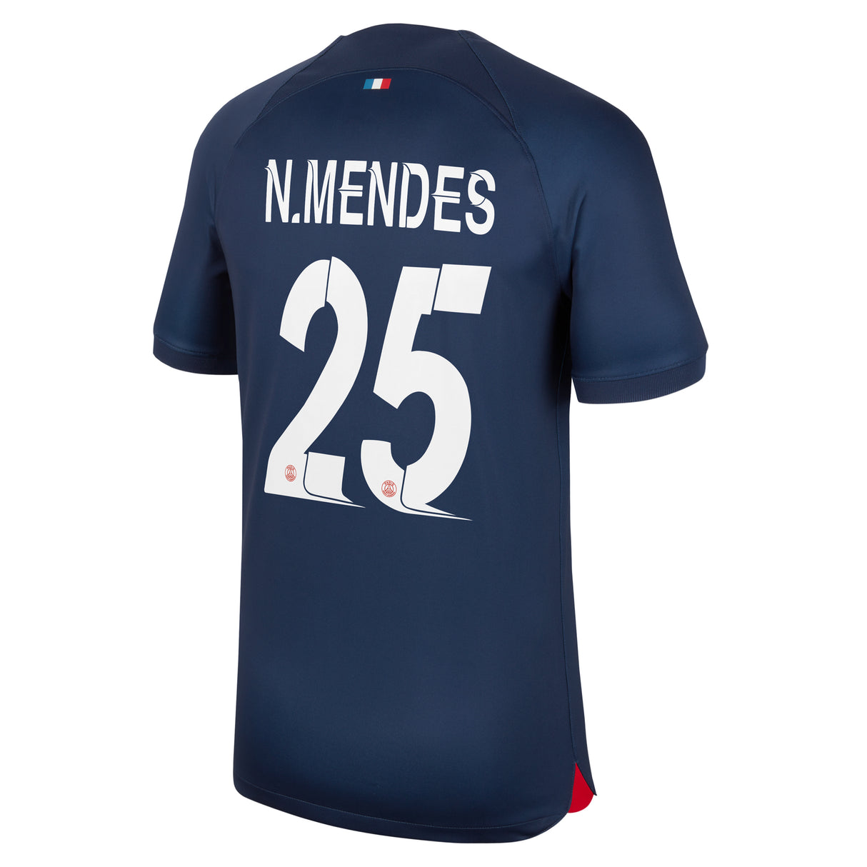 PSG Home Stadium Shirt 2023-24 with Champions League printing N.Mendes 25 - Kit Captain