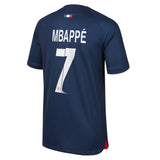 PSG Home Stadium Shirt 2023-24 - Kids with Champions League printing Mbappé  7 - Kit Captain