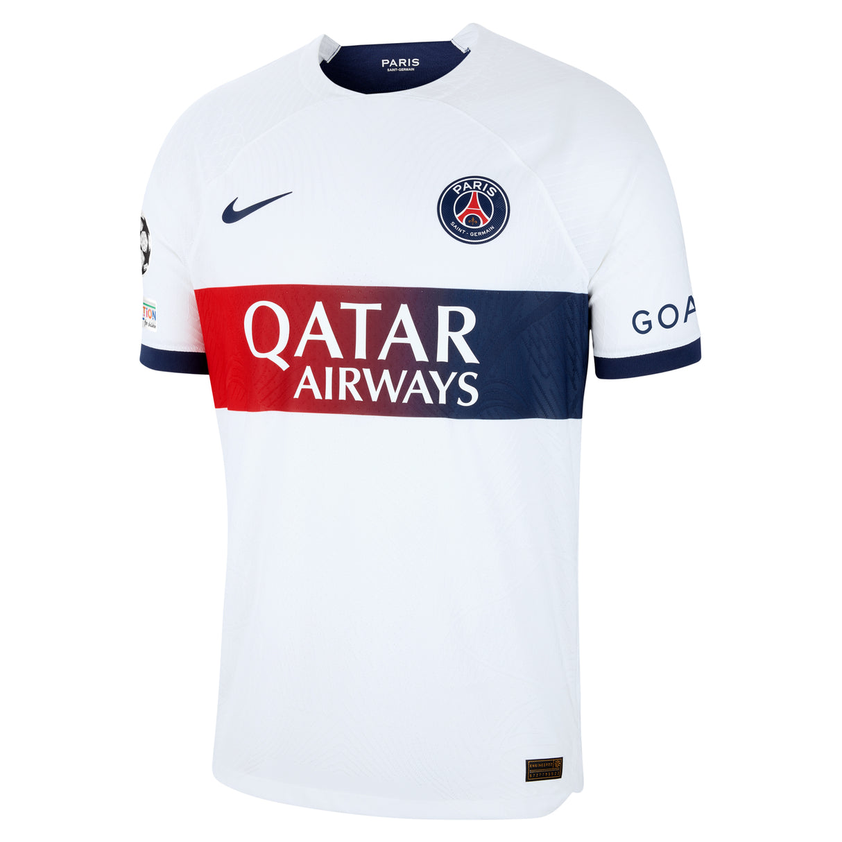 PSG Nike Away Dri-FIT ADV Match Shirt 2023-24 with Mbappé  7 and Champions League printing and badges - Kit Captain