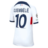 PSG Nike Away Stadium Shirt 2023-24 - Kids with O.Dembélé 10 and Champions League printing and badges - Kit Captain