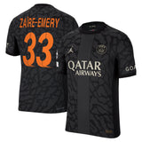 PSG x Jordan Third Dri-FIT ADV Match Shirt 2023-24 with Zaïre-Emery 33 and Champions League printing and badges - Kit Captain