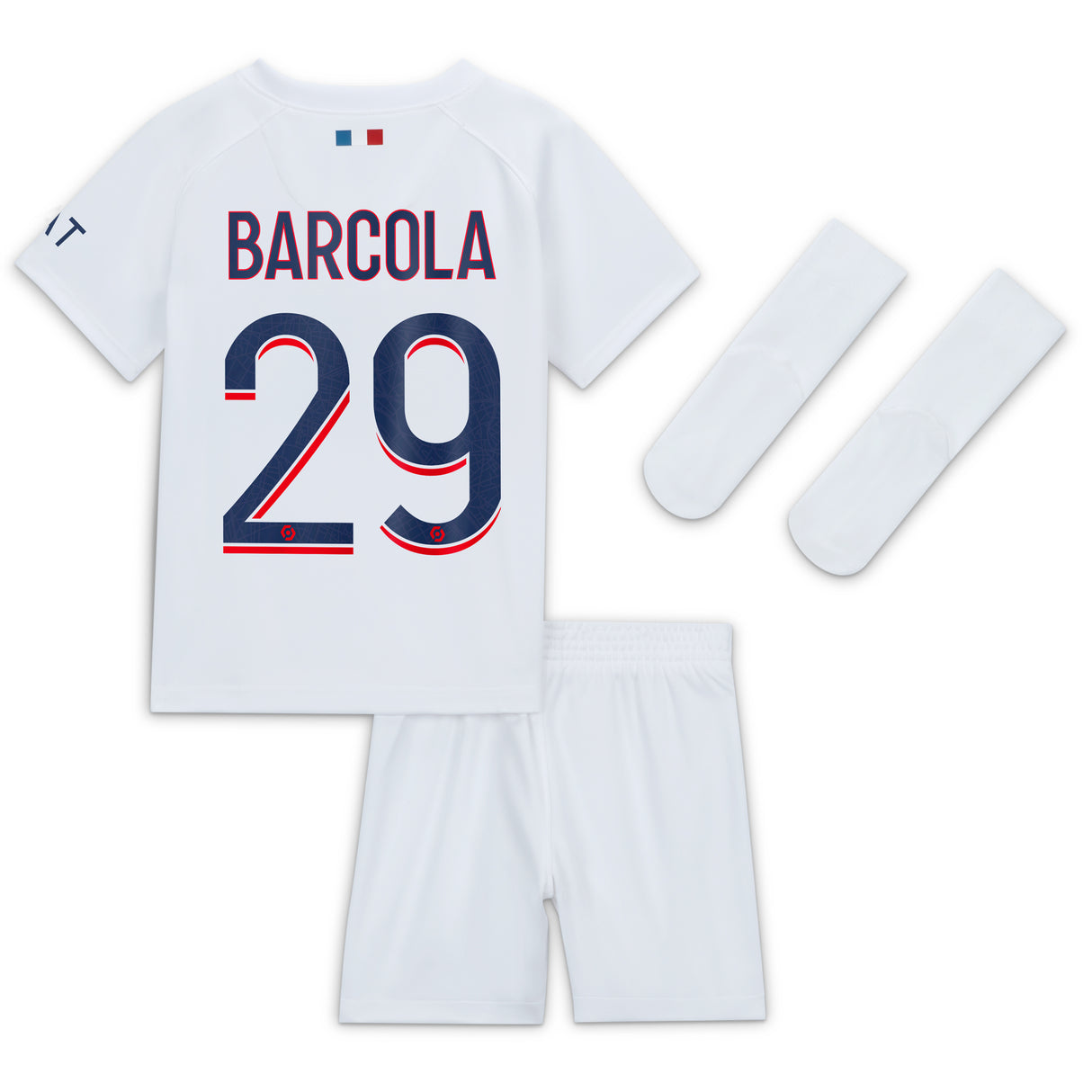 Paris Saint-Germain Nike Away Stadium Kit 2023-24 - Infant with Barcola 29 printing - Kit Captain