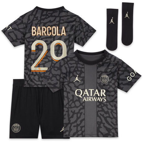 PSG x Jordan Third Stadium Kit 2023-24 - Infant with Barcola 29 printing - Kit Captain