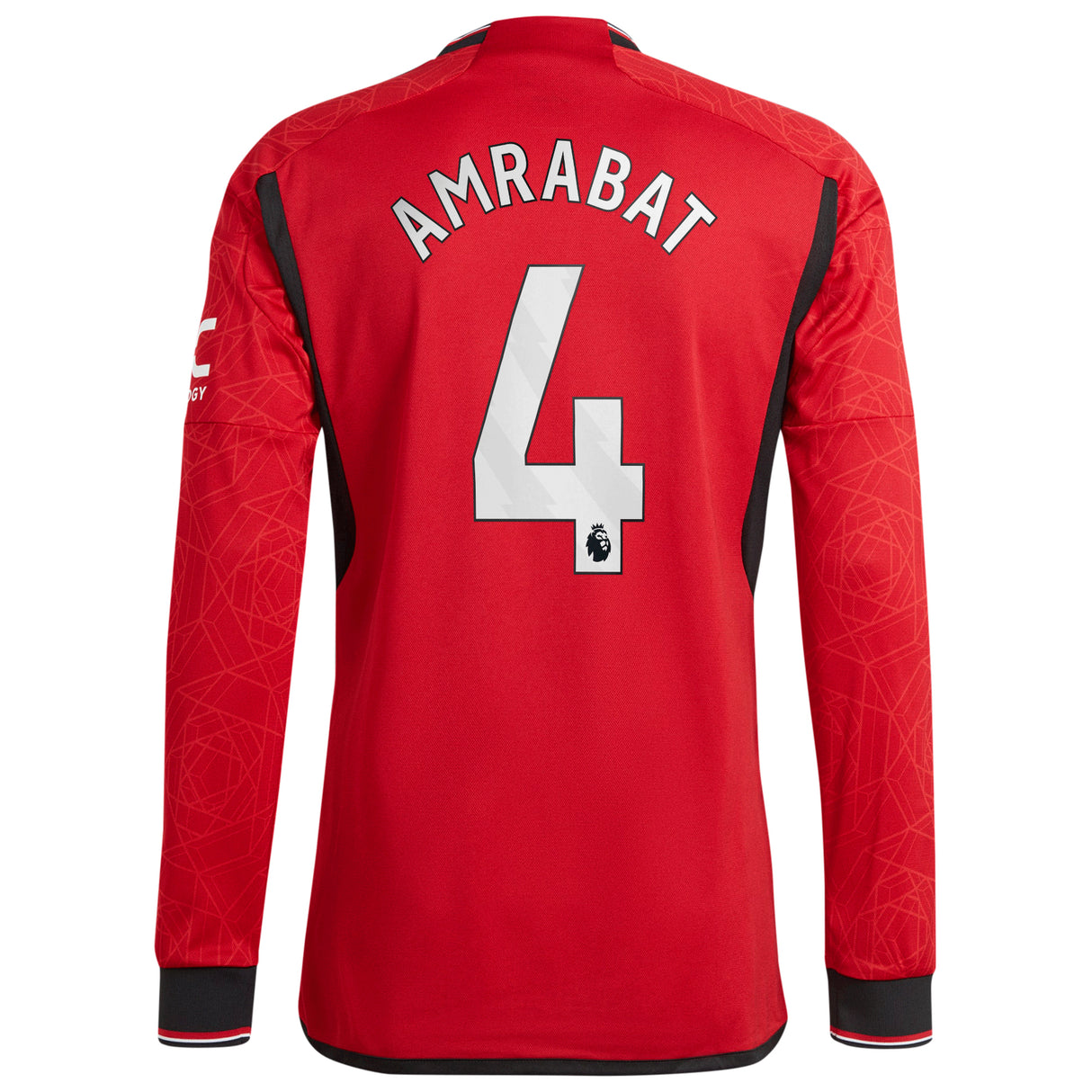 Manchester United EPL Home Authentic Shirt 2023-24 - Long sleeve with Amrabat 4 printing - Kit Captain