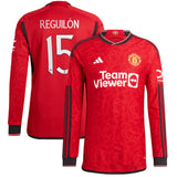 Manchester United Cup Home Authentic Shirt 2023-24 - Long sleeve with Reguilón 15 printing - Kit Captain