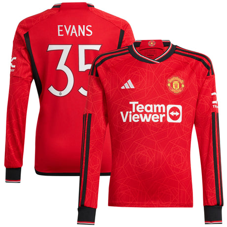 Manchester United Cup Home Shirt 2023-24 - Long Sleeve with Evans 35 printing - Kit Captain