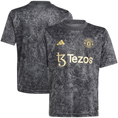 Manchester United adidas Stone Roses Pre Match Top - Black - Kids