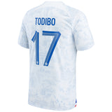 France Away Stadium Shirt 2022 - Kids with Todibo 17 printing - Kit Captain