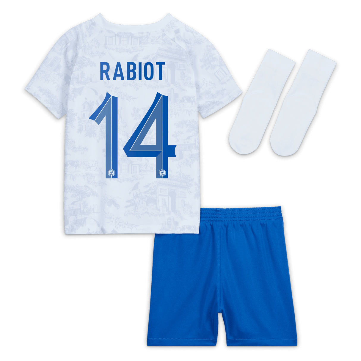 France Away Stadium Kit 2022 - Infant with Rabiot 14 printing - Kit Captain