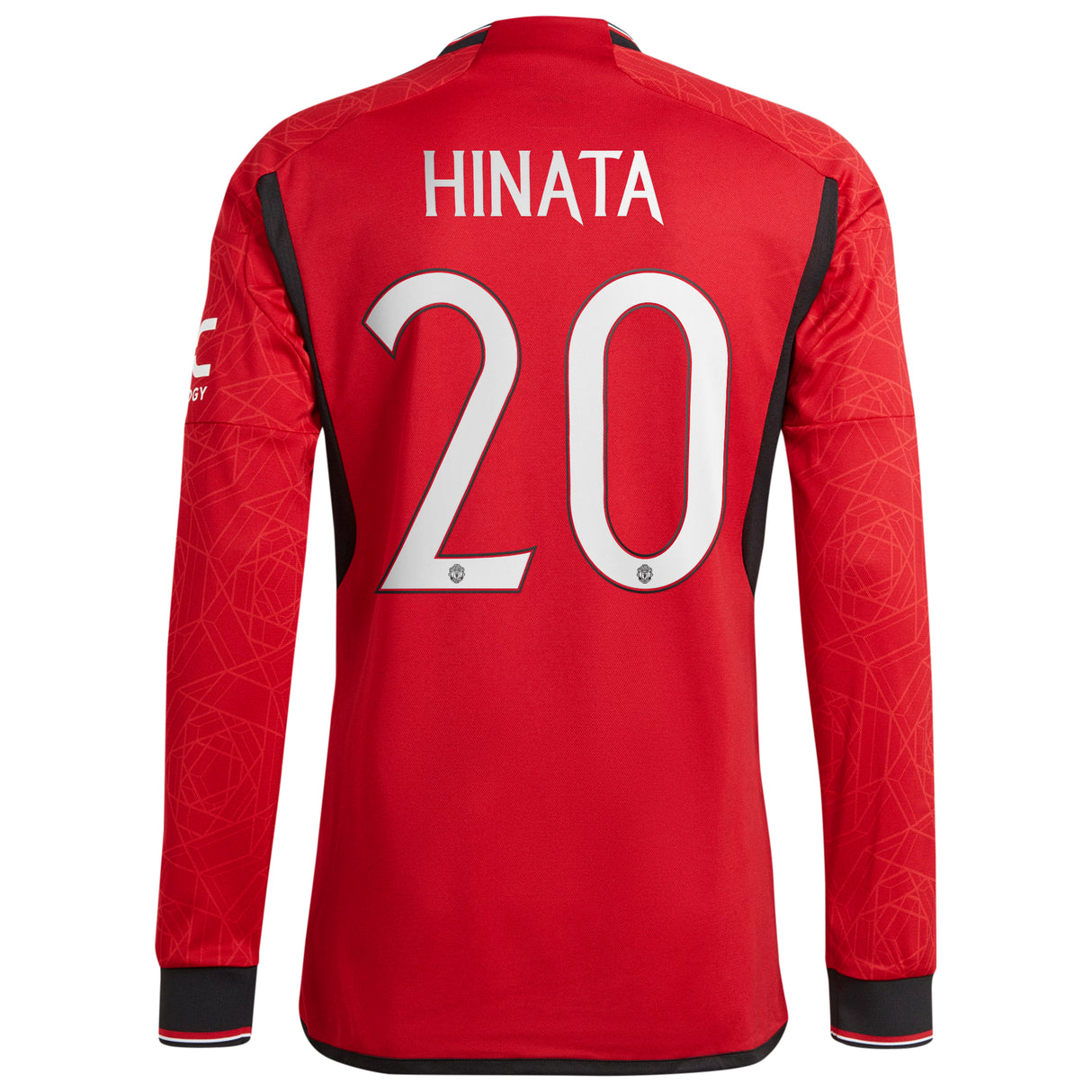 Manchester United Home Authentic Shirt 2023-24 - Long sleeve with Hinata 20 printing - Kit Captain