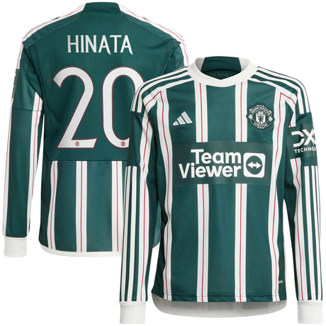 Manchester United Away Shirt 2023-24 - Kids - Long Sleeve with Hinata 20 printing - Kit Captain