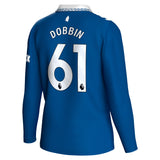 Everton Hummel Home Shirt 2023-24 - Long Sleeve - Kids with Dobbin 61 printing - Kit Captain