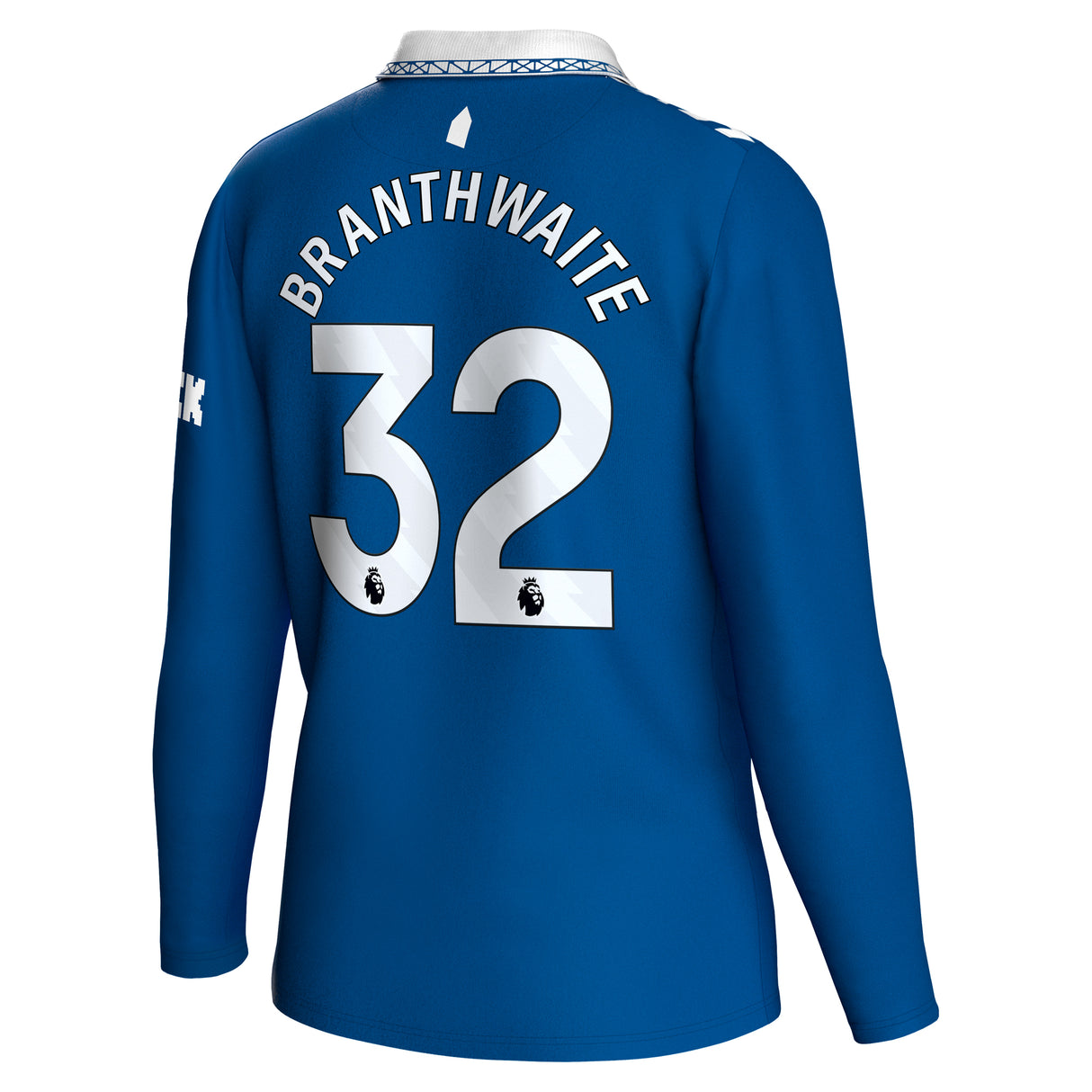 Everton Hummel Home Shirt 2023-24 - Long Sleeve - Kids with Branthwaite 32 printing - Kit Captain