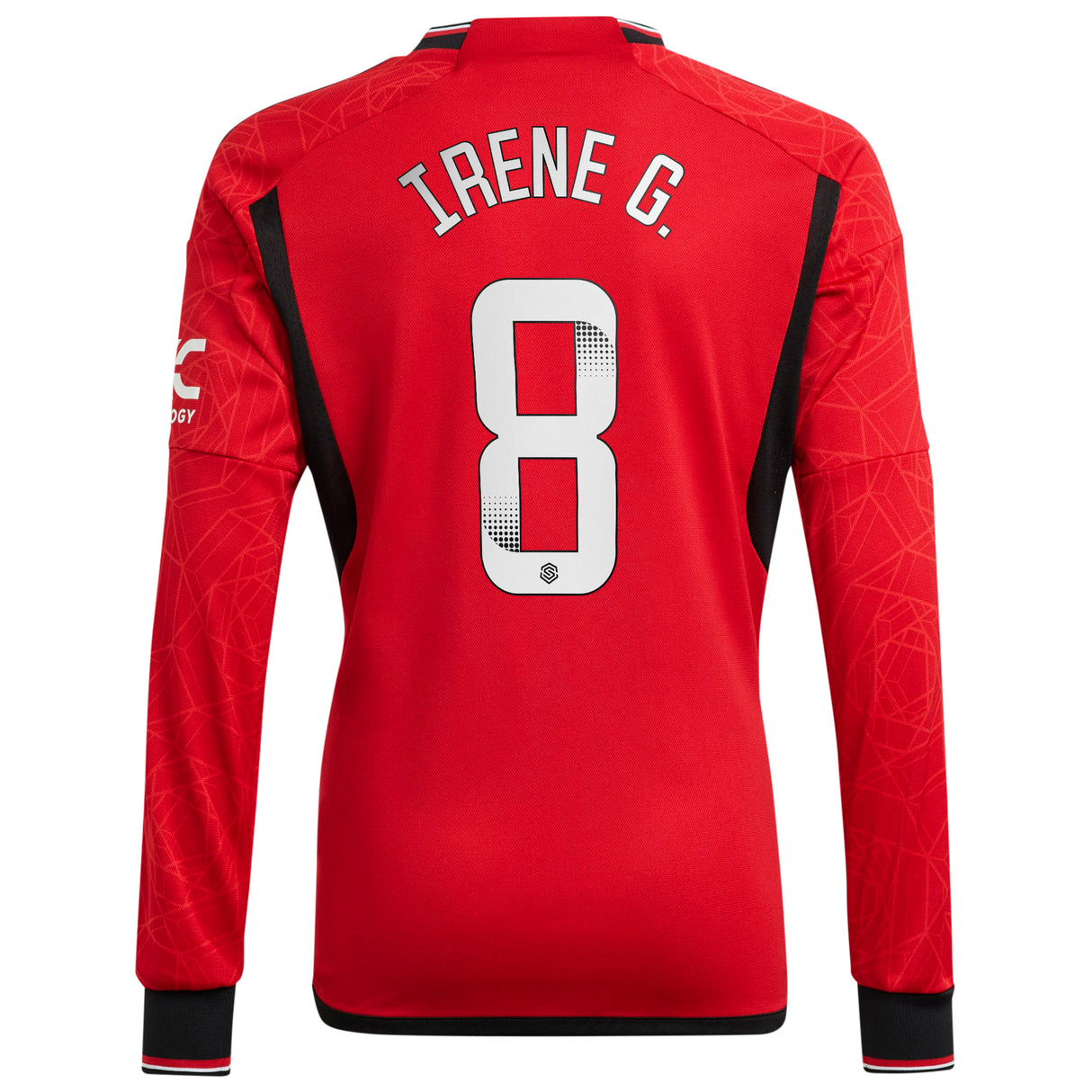 Manchester United WSL adidas Home Shirt 2023-24 - Long Sleeve - With Irene G. 8 Printing - Kit Captain