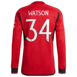 Manchester United Cup adidas Home Authentic Shirt 2023-24 - Long Sleeve - With Watson 34 Printing - Kit Captain