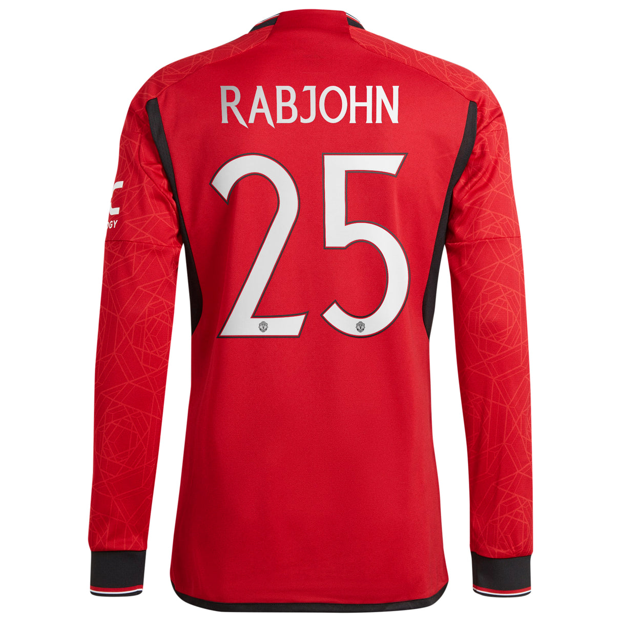 Manchester United Cup adidas Home Authentic Shirt 2023-24 - Long Sleeve - With Rabjohn 25 Printing - Kit Captain