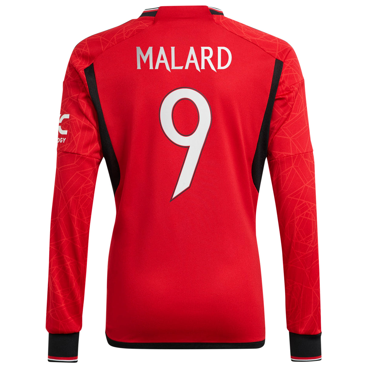 Manchester United Cup adidas Home Shirt 2023-24 - Kids - Long Sleeve - With Malard 9 Printing - Kit Captain