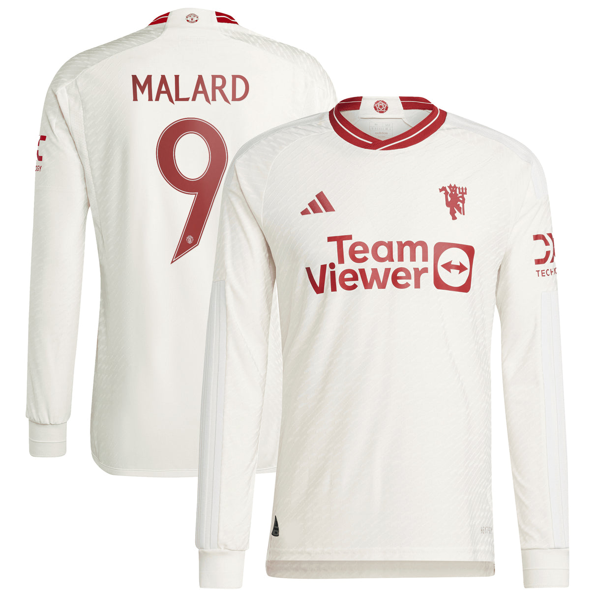 Manchester United Cup adidas Third Authentic Shirt 2023-24 - Long Sleeve - With Malard 9 Printing - Kit Captain