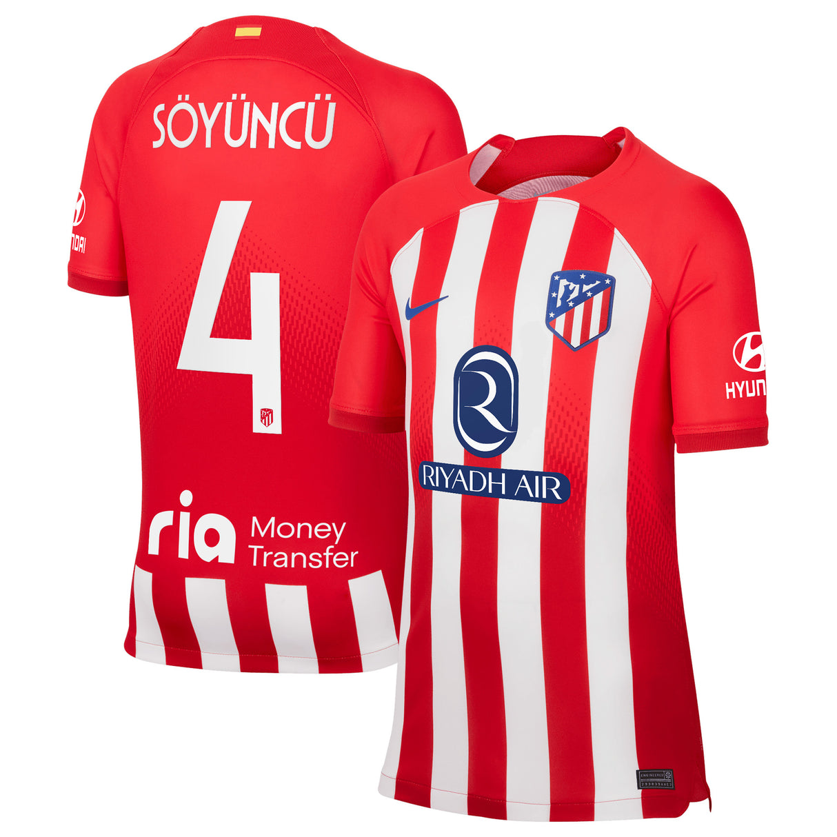 Atlético de Madrid Metropolitano Nike Home Stadium Shirt 2023-24 - Kids with Söyüncü 4 printing - Kit Captain