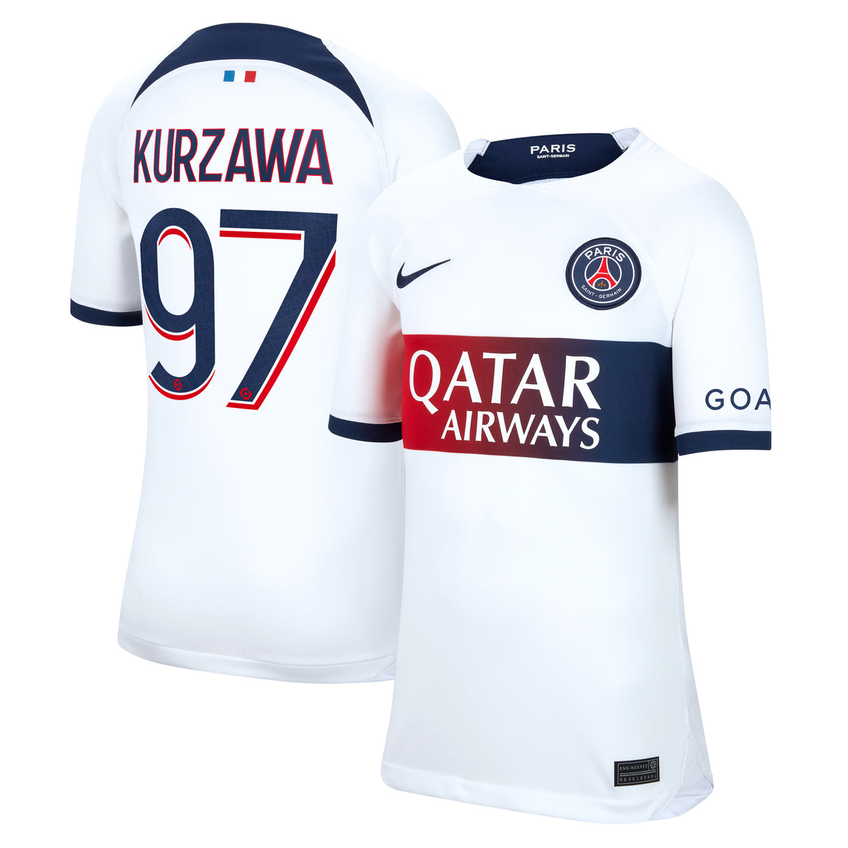 PSG Nike Away Stadium Shirt 2023-24 - Kids with Kurzawa 97 printing - Kit Captain