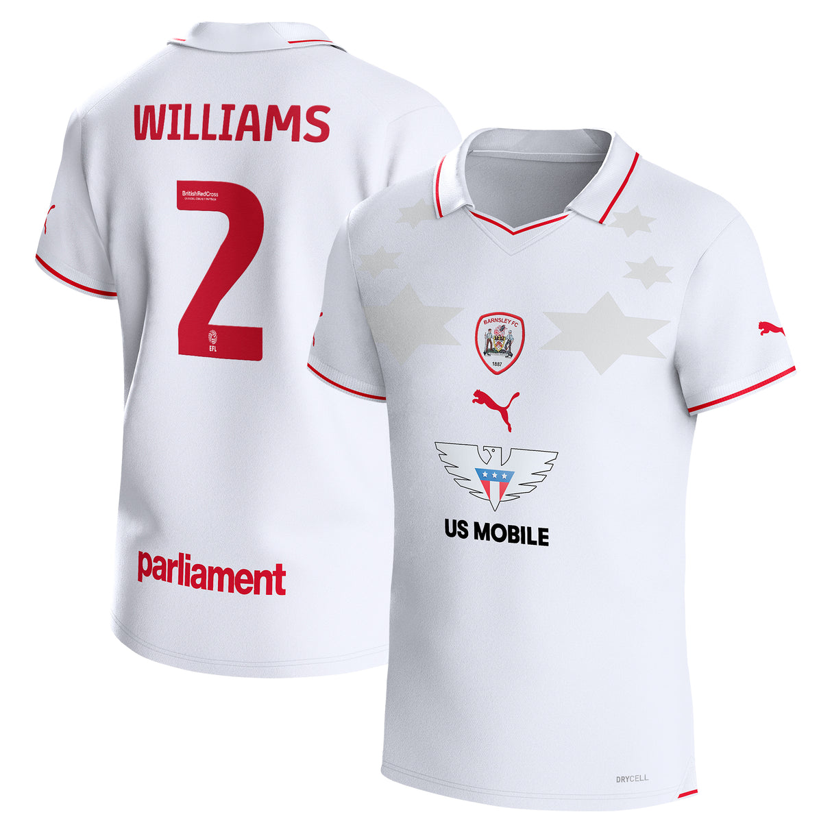 Barnsley Puma Away Shirt 2023-24 - Outsize - Jordan Williams 2 - Kit Captain