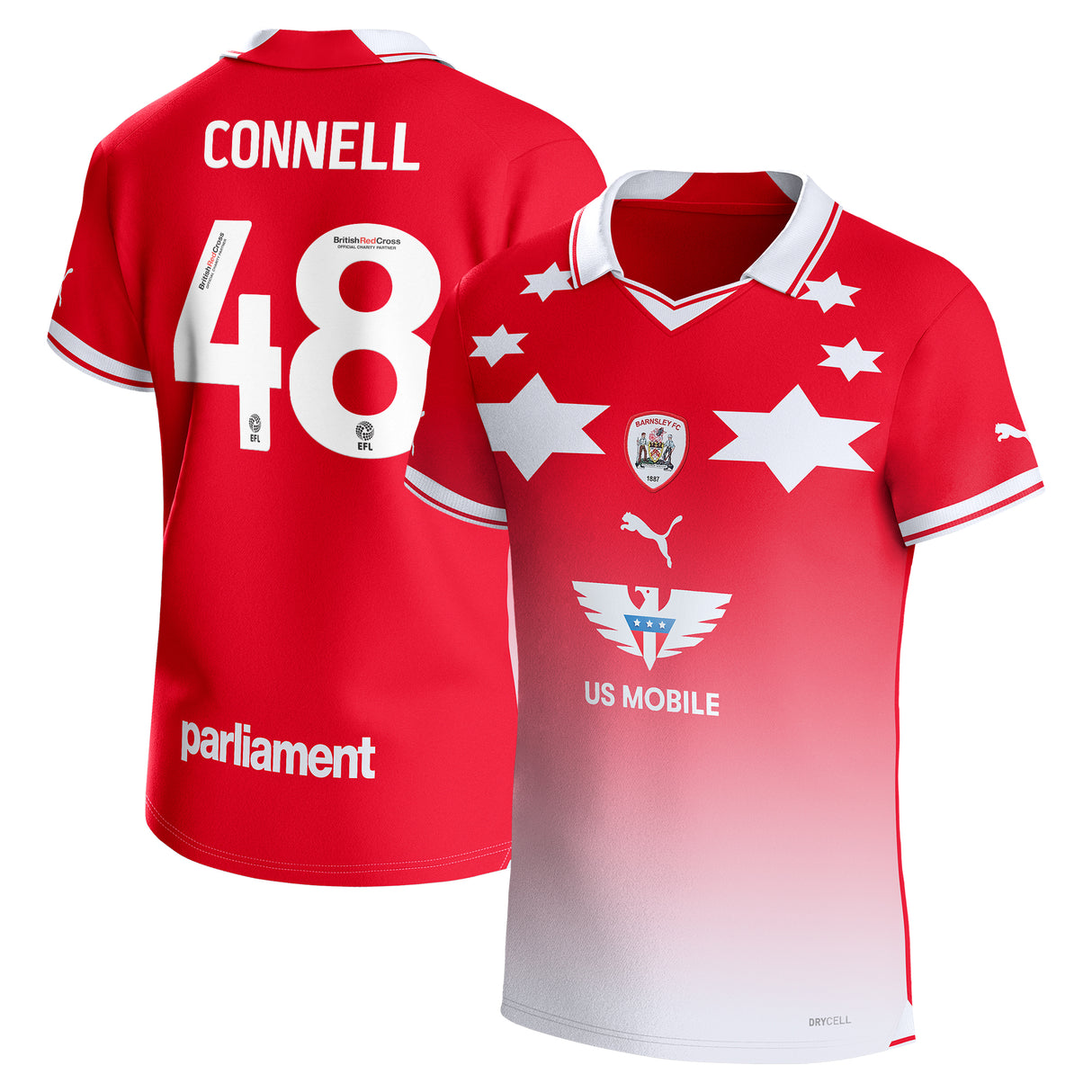 Barnsley Puma Home Shirt 2023-24 - Kids - Luca Connell 48 - Kit Captain