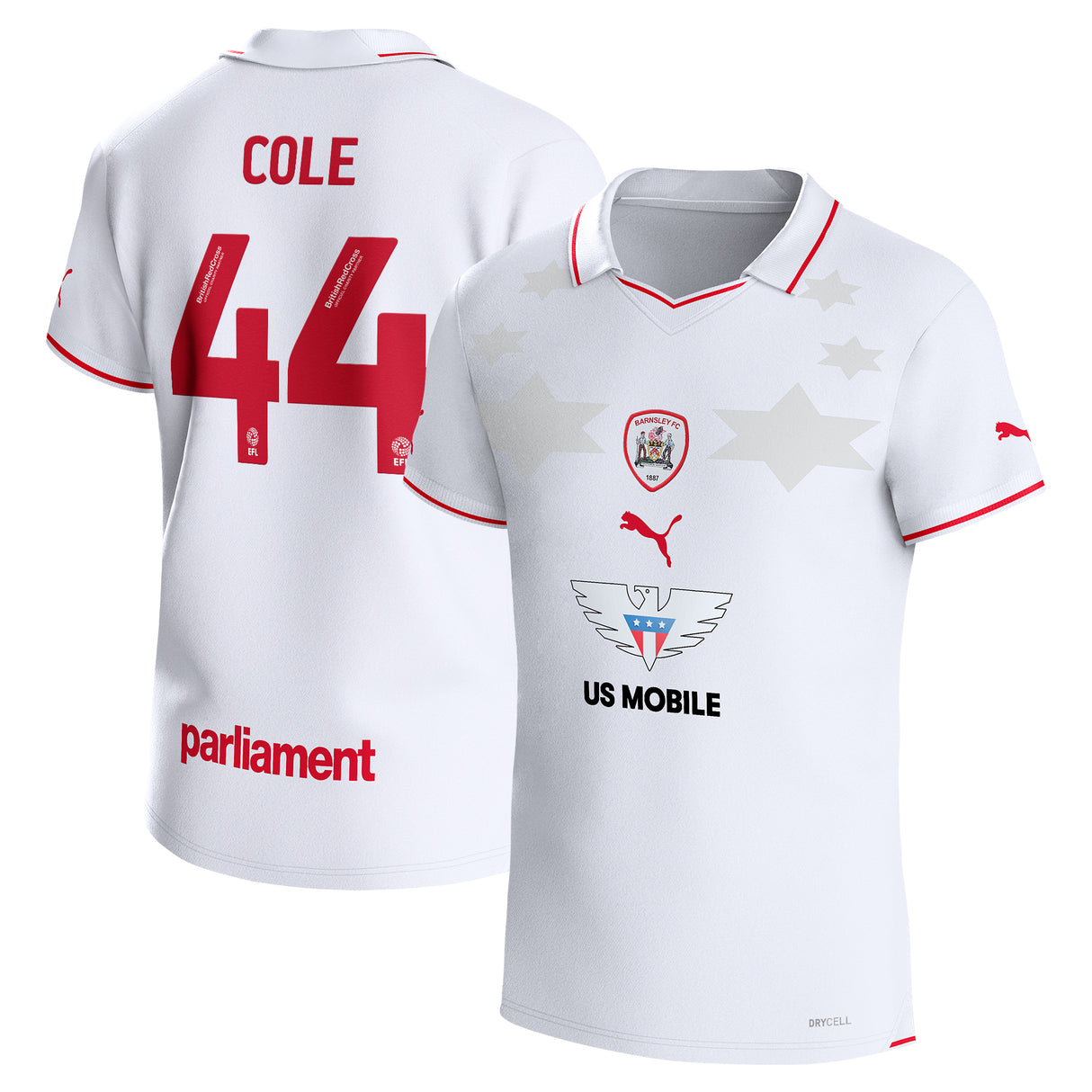 Barnsley Puma Away Shirt 2023-24 - Kids - Devante Cole 44 - Kit Captain