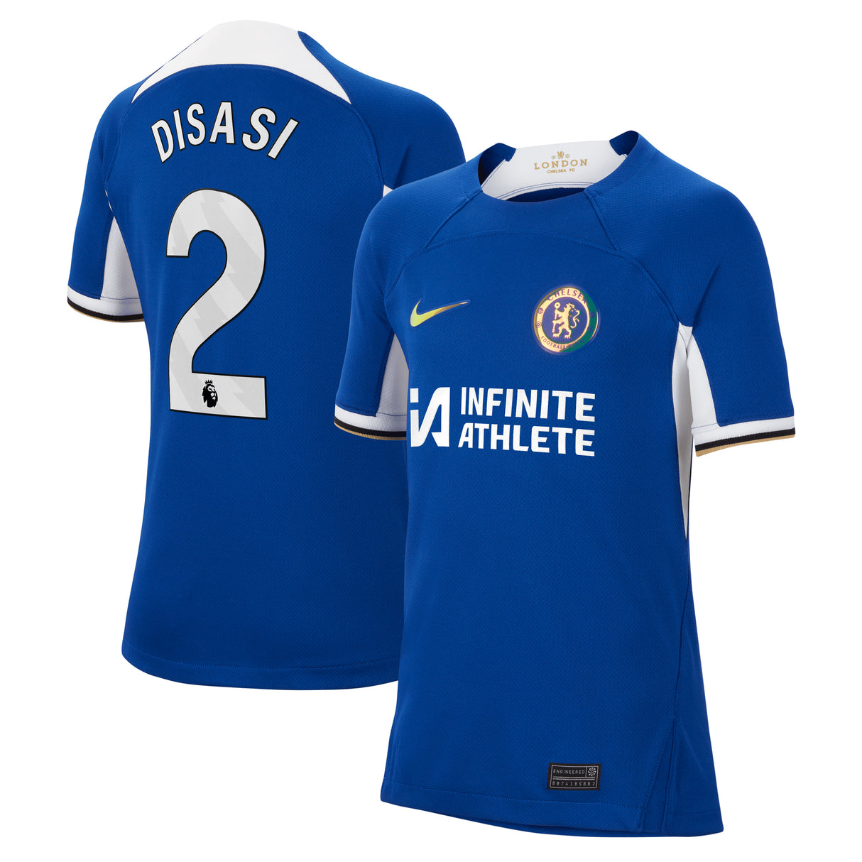 Chelsea Nike Home Stadium Sponsored Shirt 2023-24 - Kids with Disasi 2 printing