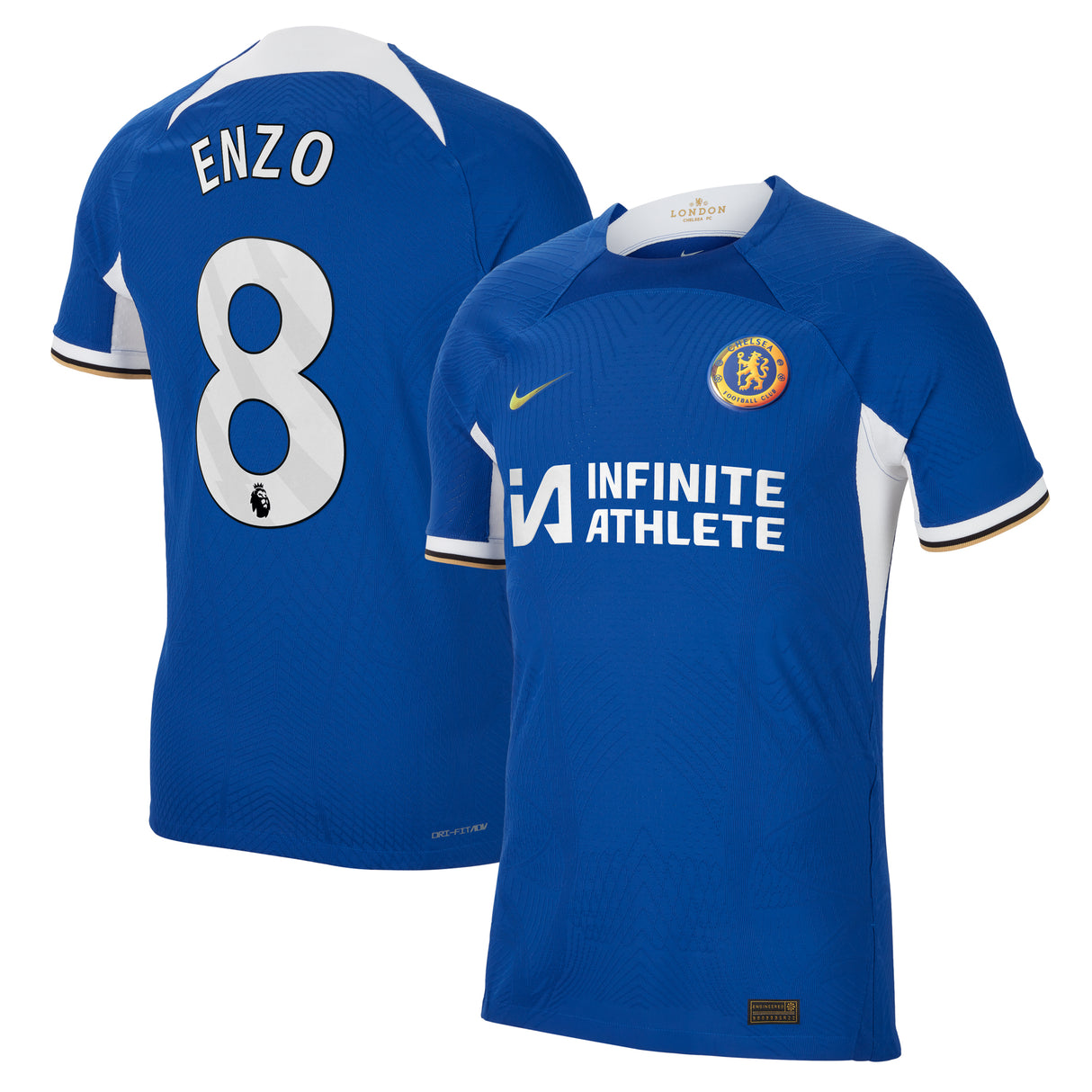 Chelsea Home Vapor Match Sponsored Shirt 2023-24 with Enzo 8 printing - Kit Captain