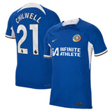 Chelsea Home Vapor Match Sponsored Shirt 2023-24 with Chilwell 21 printing - Kit Captain