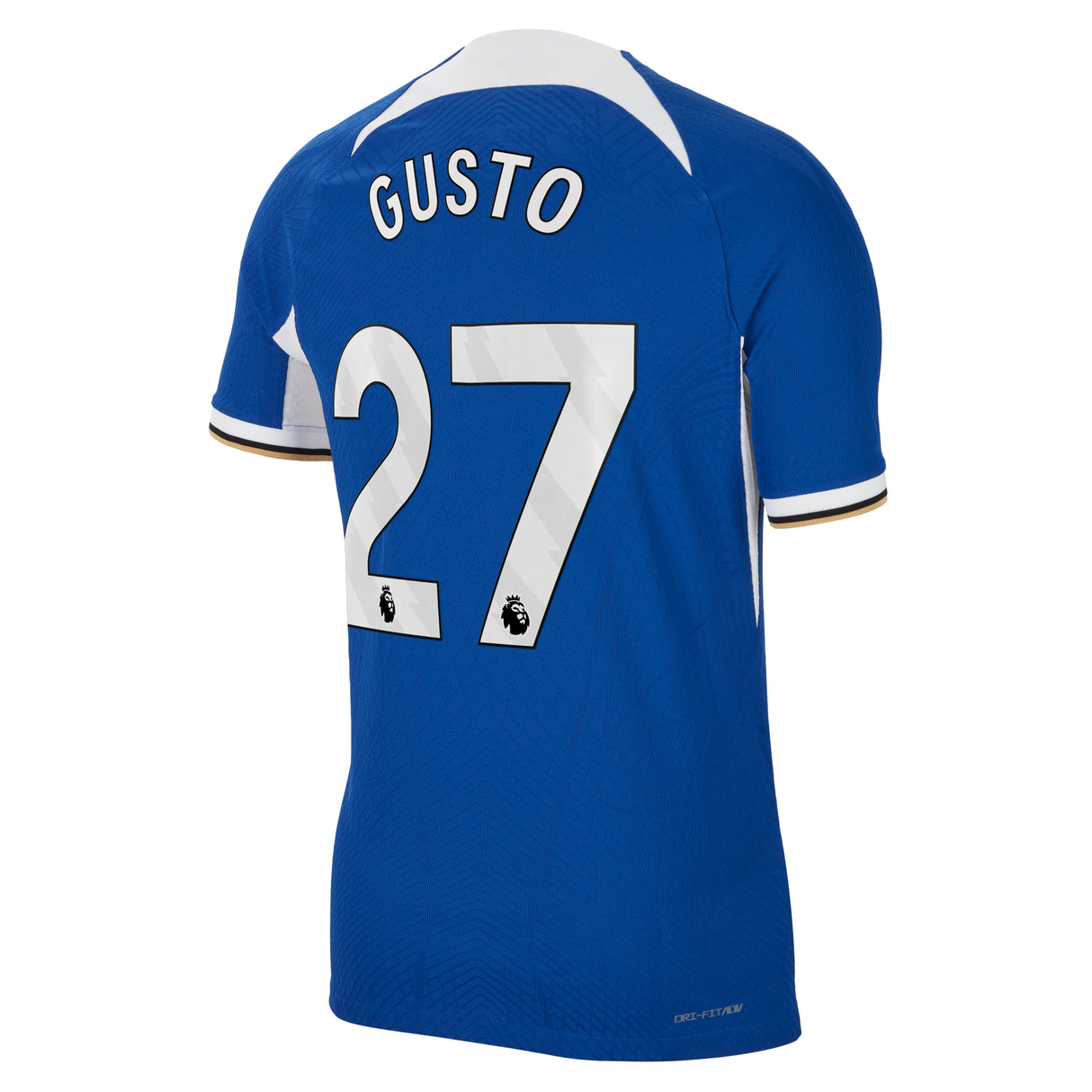 Chelsea Home Vapor Match Sponsored Shirt 2023-24 with Gusto 27 printing - Kit Captain