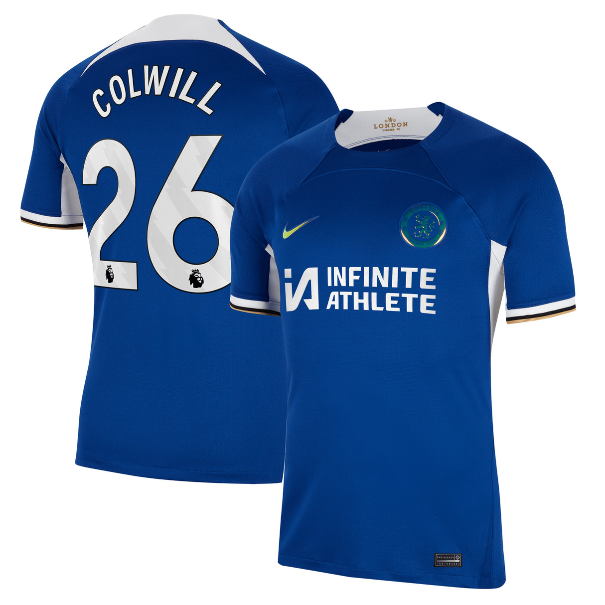 Chelsea Nike Home Stadium Sponsored Shirt 2023-24 with Colwill 26 printing