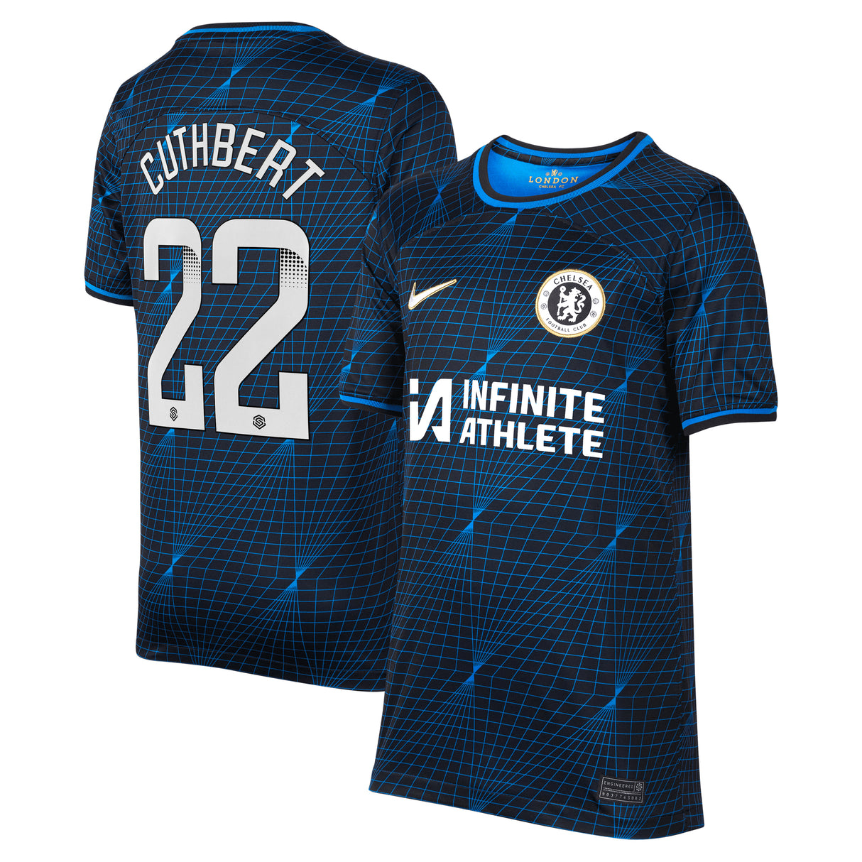 Chelsea WSL Nike Away Stadium Sponsored Shirt 2023-24 - Kids with Cuthbert 22 printing