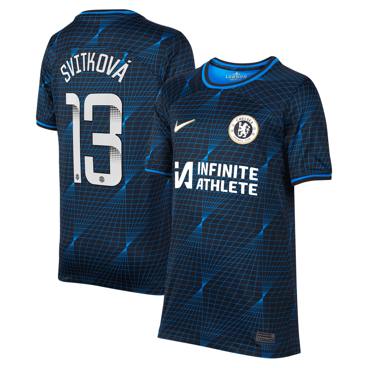 Chelsea WSL Nike Away Stadium Sponsored Shirt 2023-24 - Kids with Svitková 13 printing