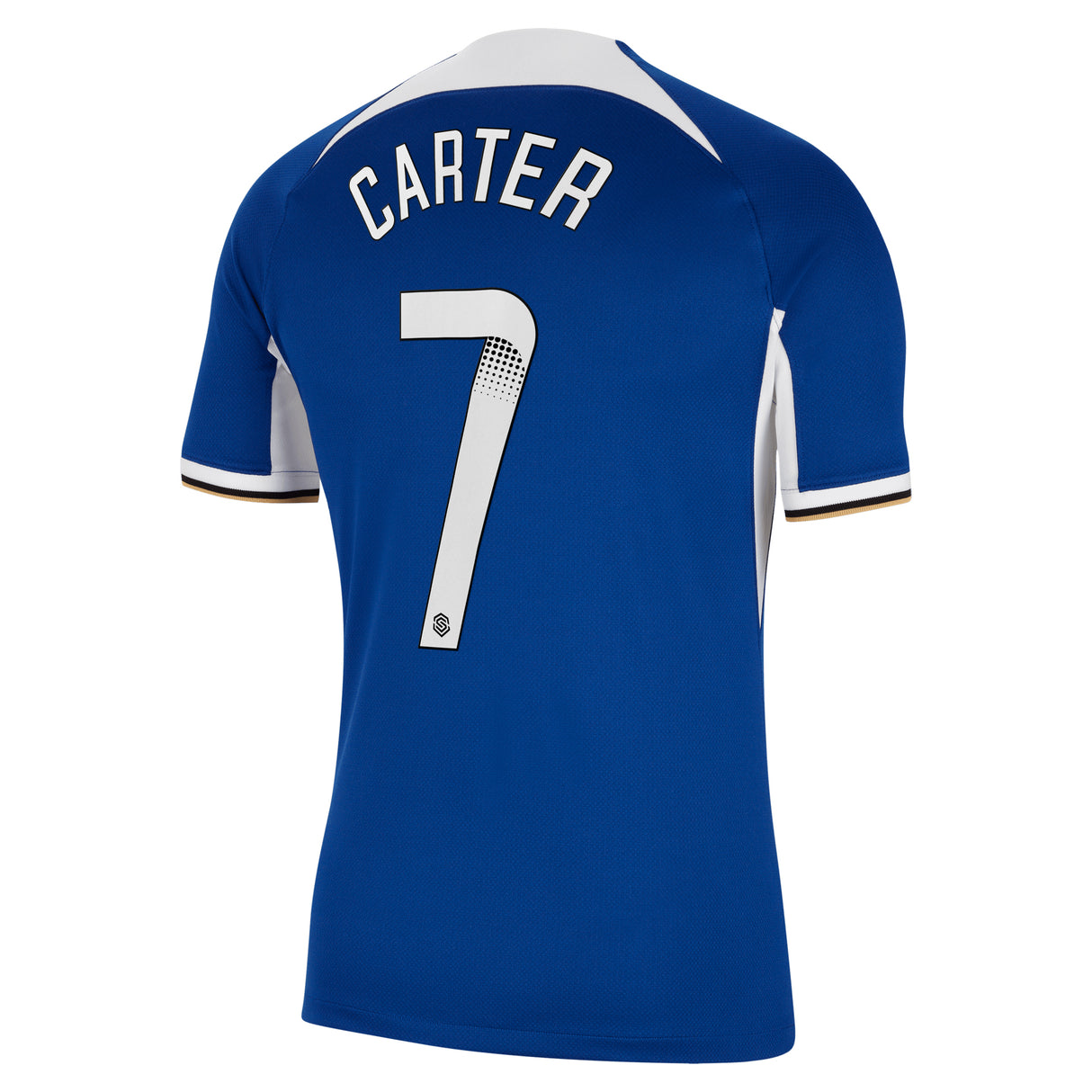 Chelsea WSL Nike Home Stadium Sponsored Shirt 2023-24 with Carter 7 printing