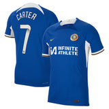 Chelsea WSL Home Vapor Match Sponsored Shirt 2023-24 with Carter 7 printing - Kit Captain