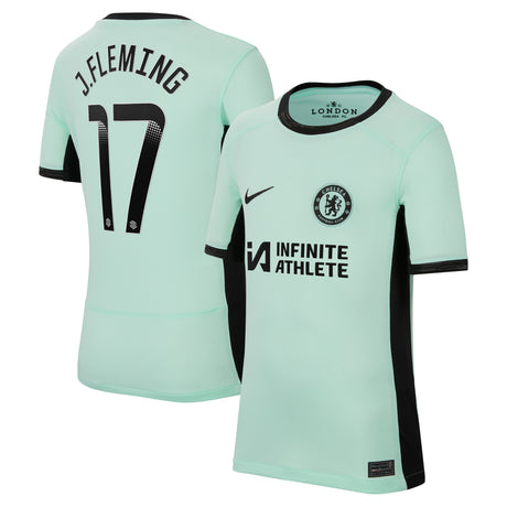 Chelsea WSL Third Stadium Sponsored Shirt 2023-24 - Kids with J.Fleming 17  printing - Kit Captain