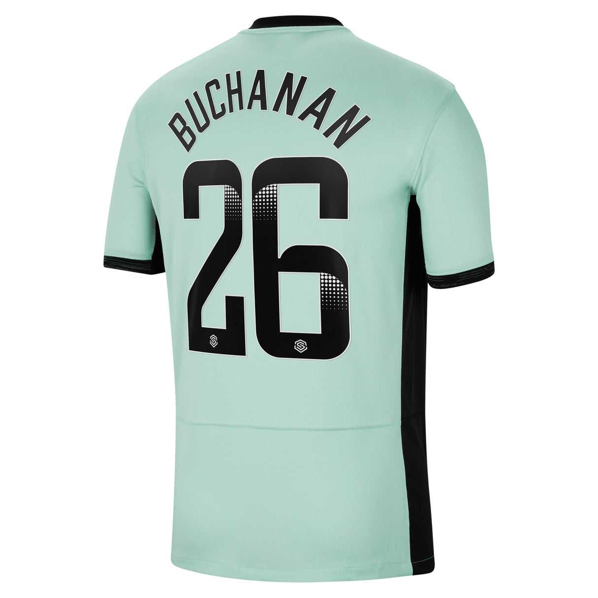 Chelsea WSL Nike Third Stadium Sponsored Shirt 2023-24 with Buchanan 26 printing